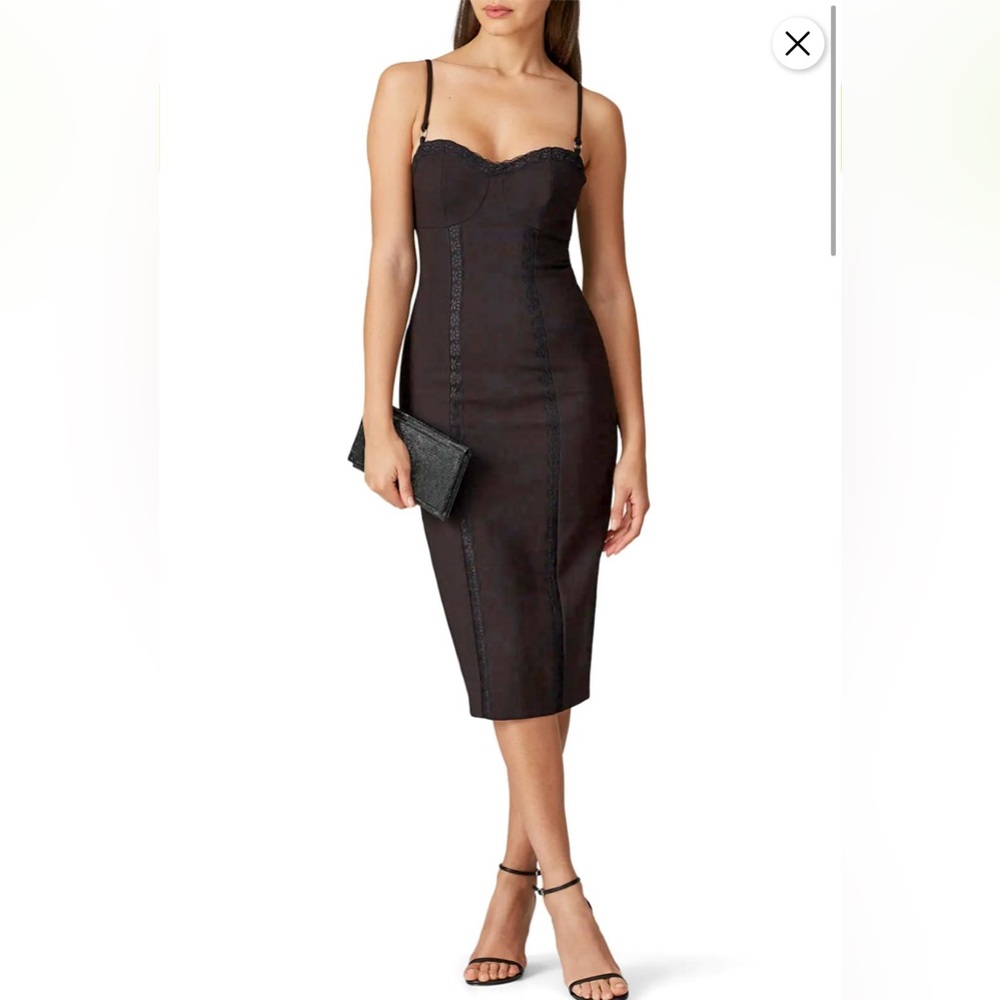 NWT LIKELY Balcott Lace Trim Bodycon Little Black Dress LBD Size 12